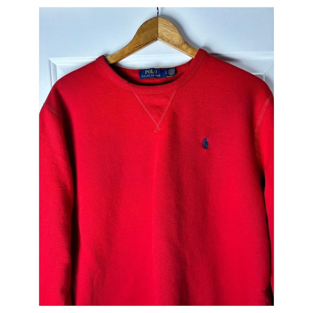Polo Ralph Lauren Sweatshirt Mens Large Red Fleece Crewneck Pony Logo Pullover
